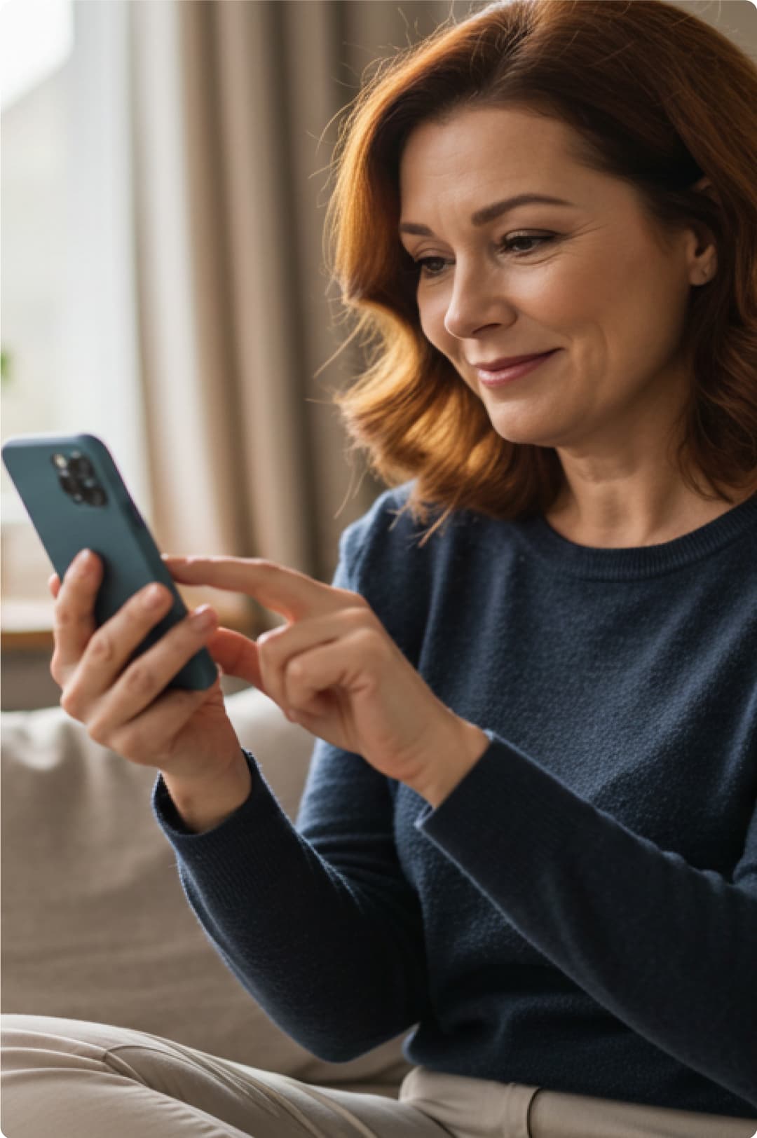 Woman registering on mobile phone