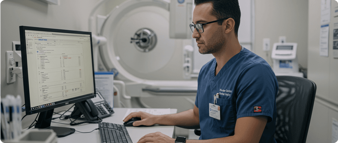 Healthcare provider at computer