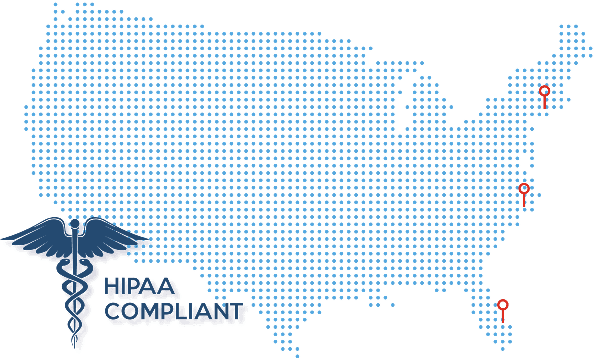 HIPAA Compliant USA Map with office locations