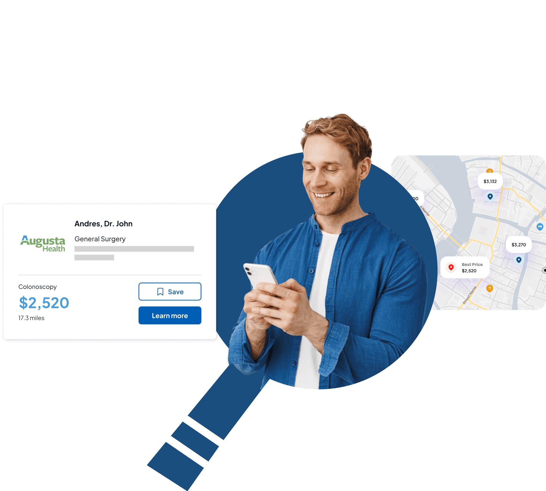 Man smiling while looking at his phone